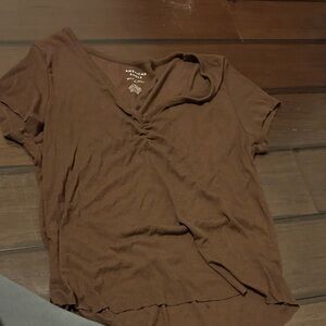 American Eagle Outfitters Chocolate Brown Short Sleeve Top